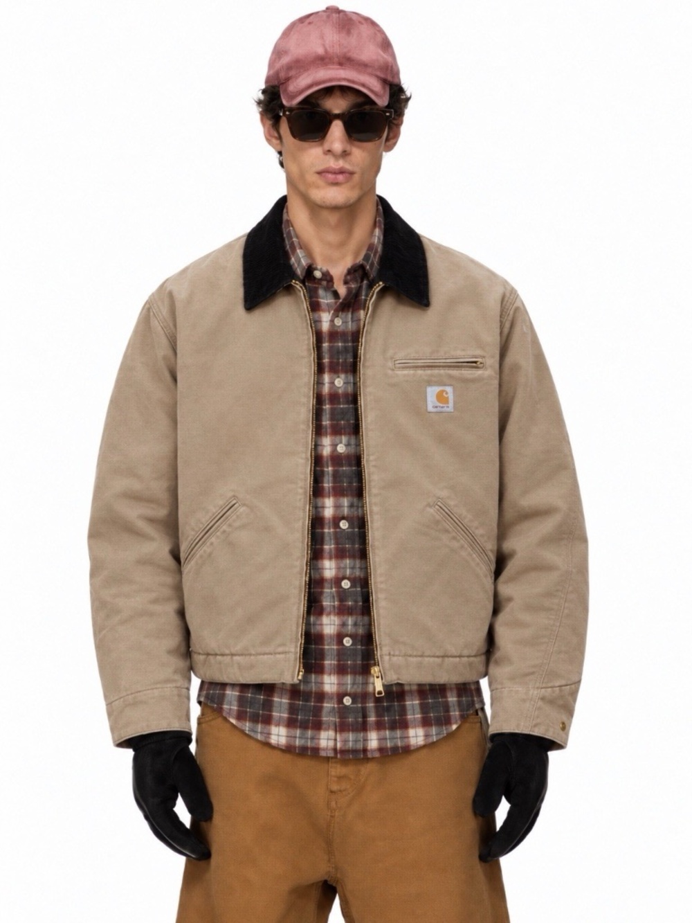 Carhartt WIP OG Detroit Aged Canvas Jacket Peanut Black Size M Winter NWT